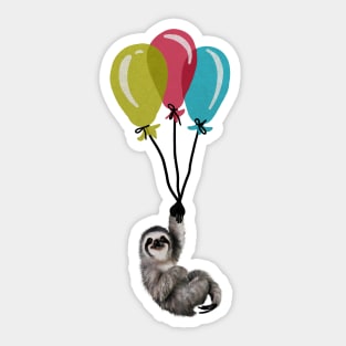 Sloth floating with balloons, Love Sloths Sticker